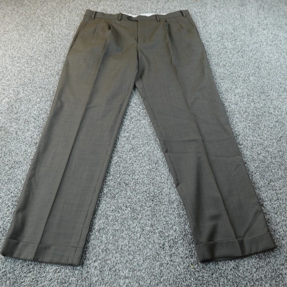 Ralph Lauren Pants Mens 40X32 Houndstooth Wool Trouser Dress Slacks Pleated Cuff